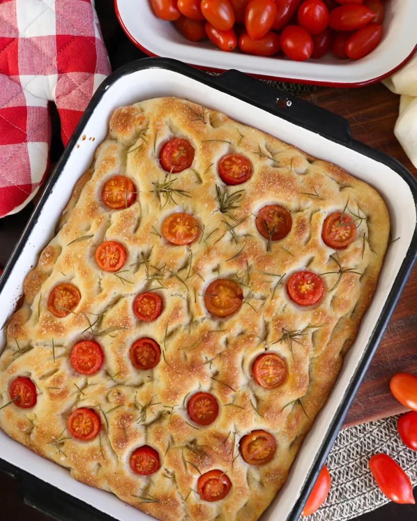 focaccia casera tomate romero facil