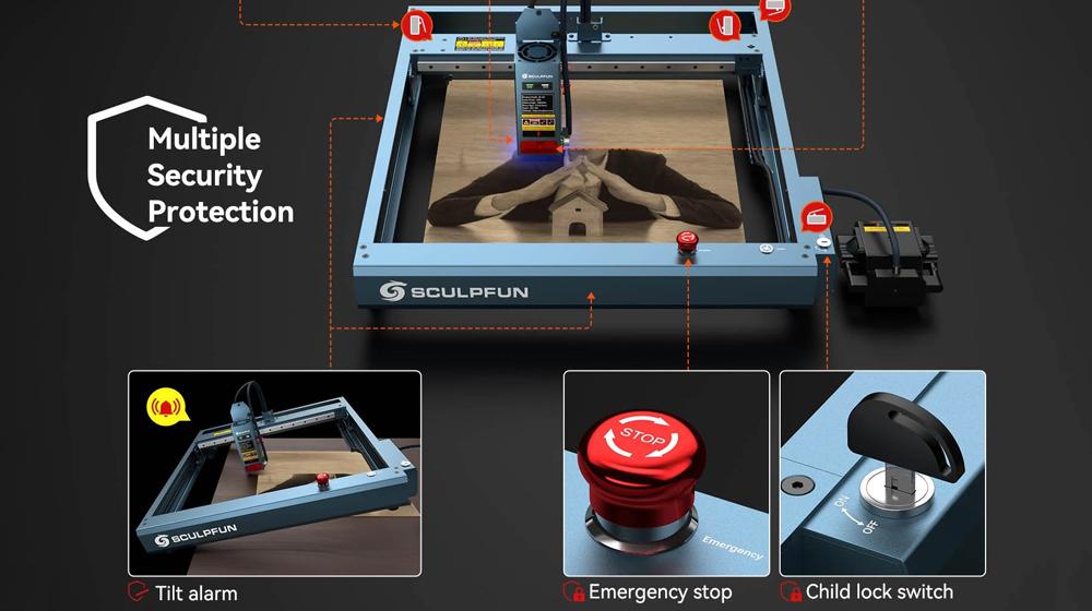 SCULPFUN SF-A9 - Funciones de seguridad