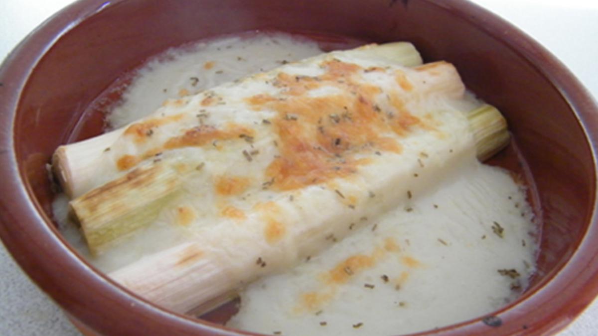 puerros gratinados