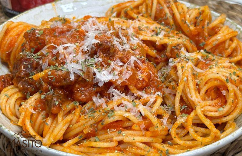 Espaguetis con chorizo La cocina de Masito