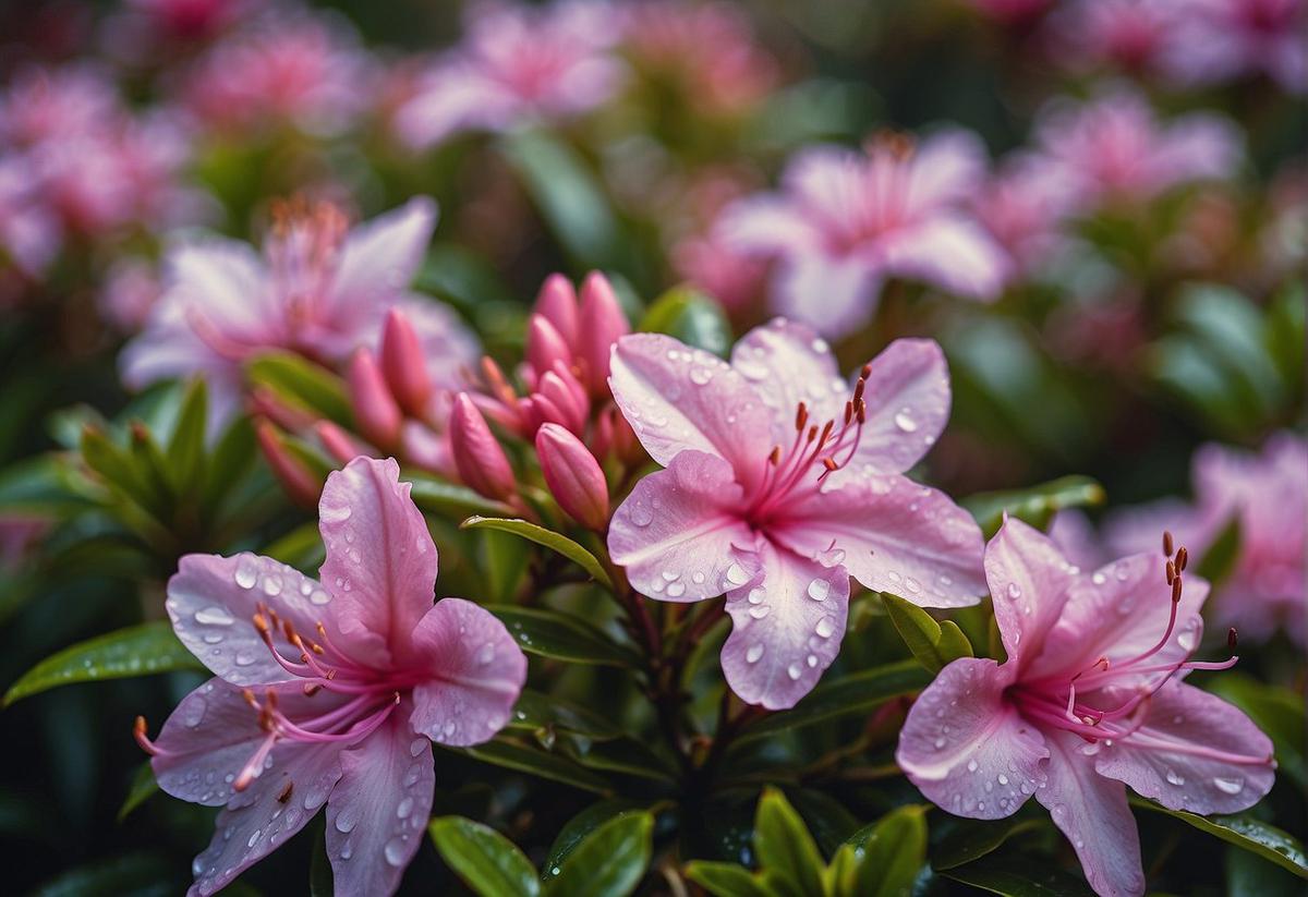 Vibrant azalea plant in a moist, well-watered environment