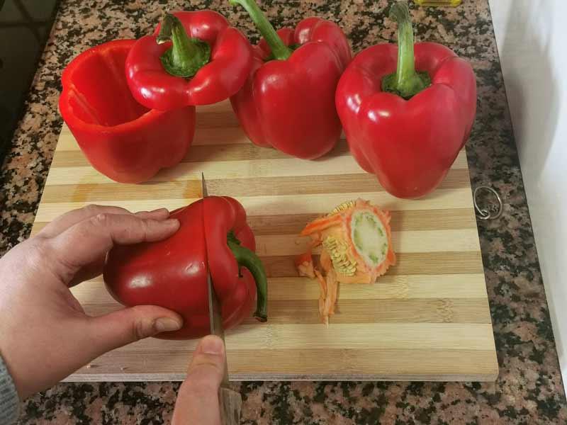Quitar semillas pimientos