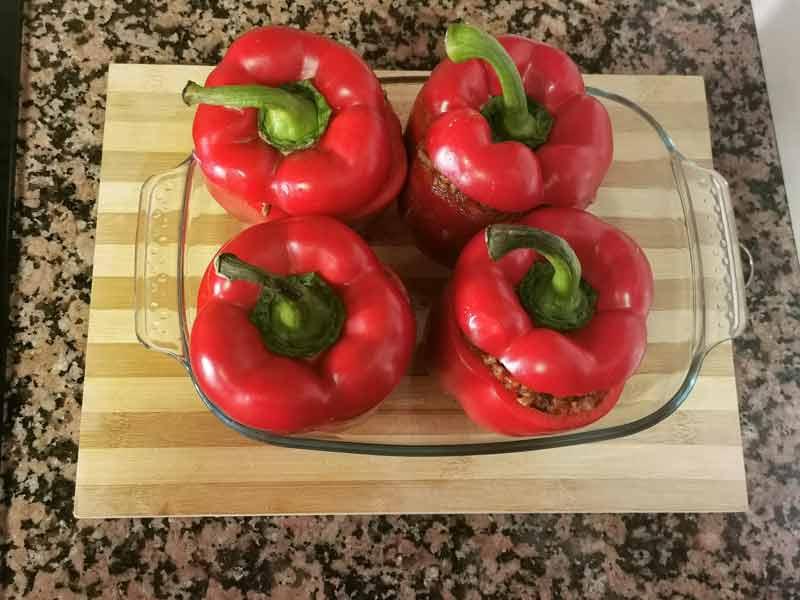 Pimientos bandeja horno