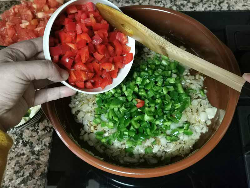 Pimiento verde rojo pisto