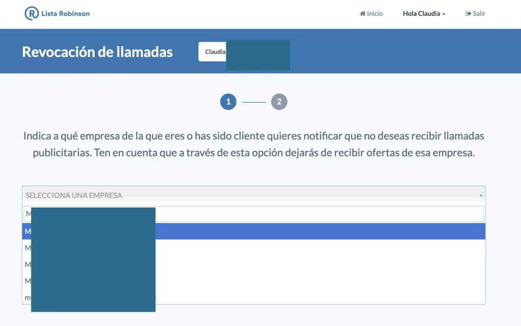 Revocación de llamadas Lista Robinson