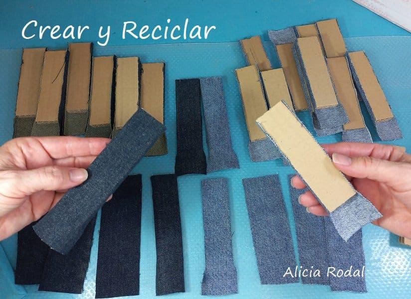 Convierte una simple caja de zapatos de cartón en una cesta, canasta u organizador de mesa para lo que quieras. DIY. Crea una bella caja para guardar y organizar tu casa, con una caja de zapatos de cartón decorada con jeans: Manualidades creativas y útiles.