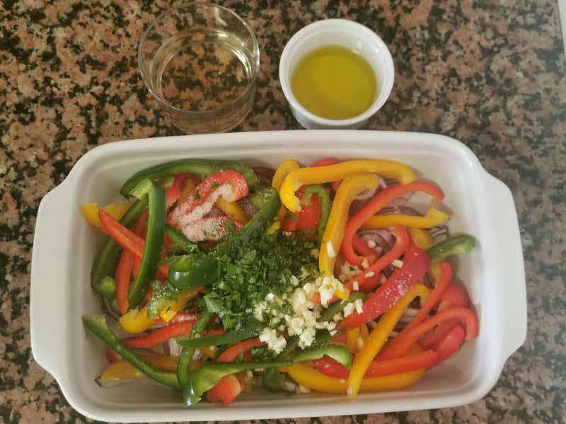 Ajo perejil vino y aceite