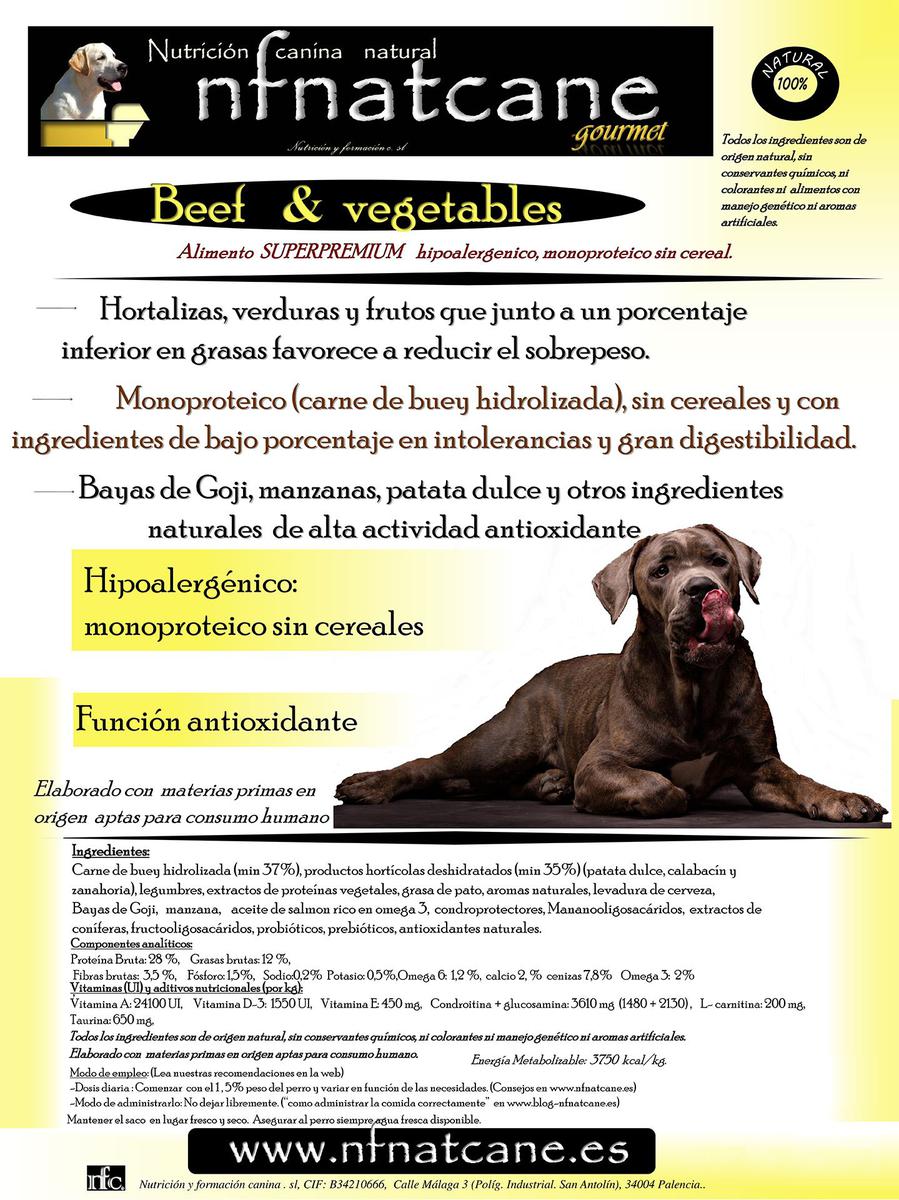 Beef&Vegetables, pienso hipoalergenico para perros de NFNatcane