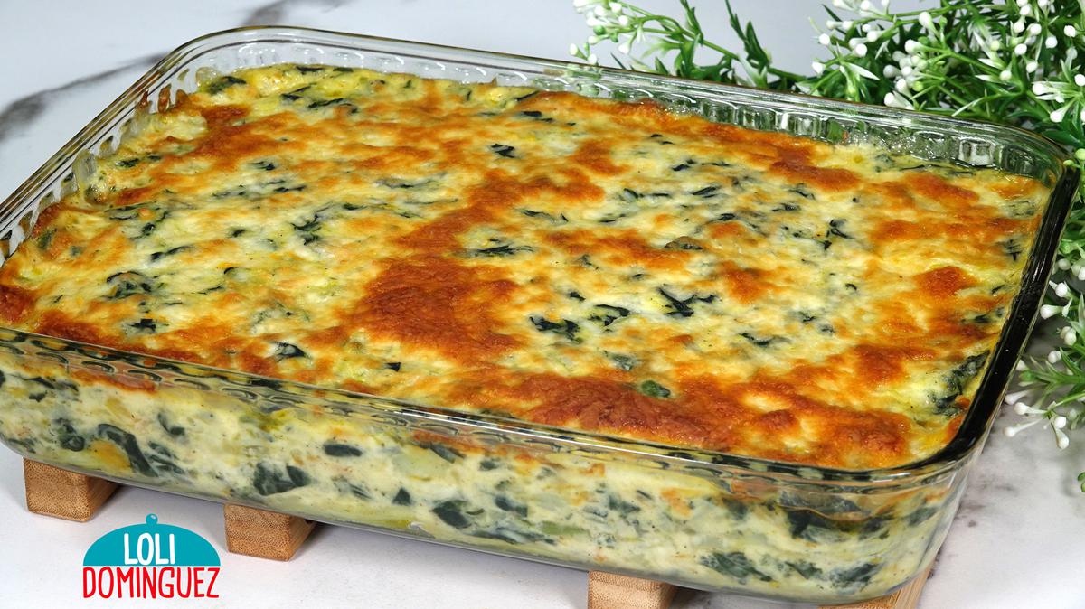 PATATAS Y ESPINACAS CON BECHAMEL. Cremosa y suculenta receta, que además es muy fácil de hacer y económica, la podemos servir como acompañamiento de carne o pescado