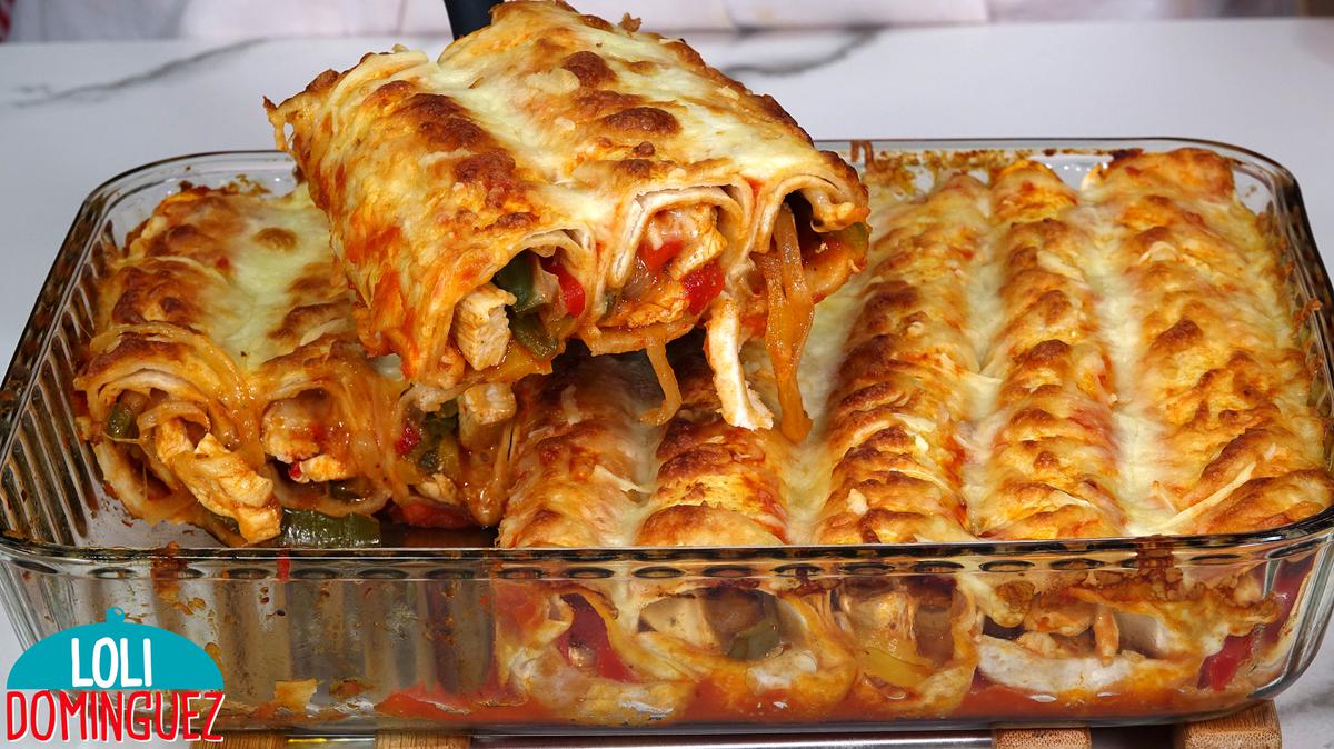 FAJITAS DE POLLO Y VERDURAS AL HORNO. Deliciosas y es una opción estupenda para una comida o cena informal, se pueden tener preparadas con horas de antelación