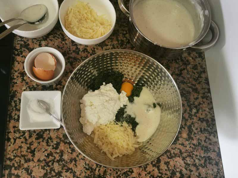 Parmesano huevo ricotta y bechamel