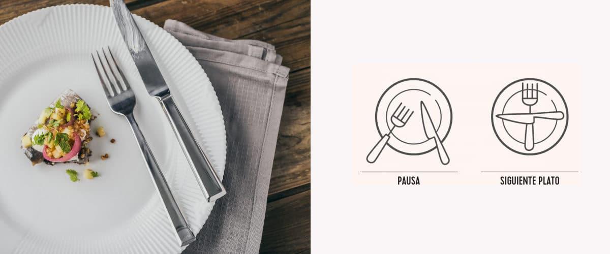 Que indican los cubiertos sobre el plato