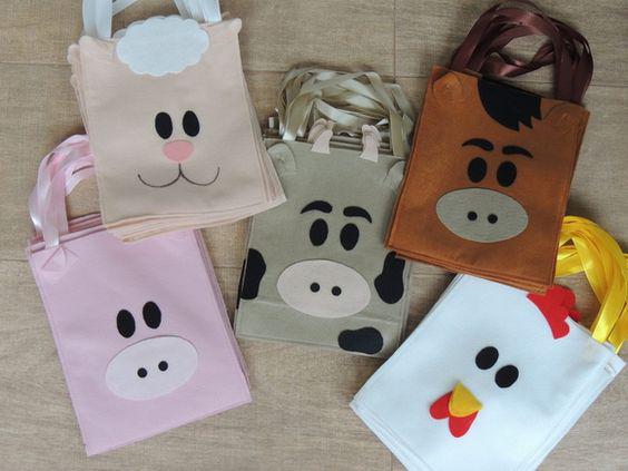 Dulceros de yute con animales de la granja