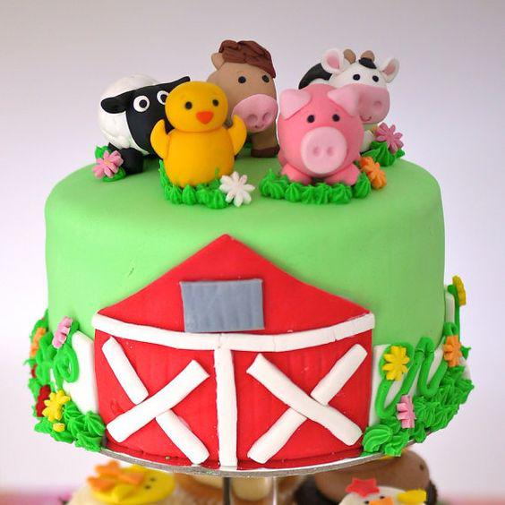 Pastel sencillo para fiesta con tema de la granja de Zenon