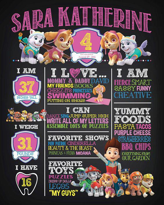 Invitaciones para Fiestas de paw patrol para niña