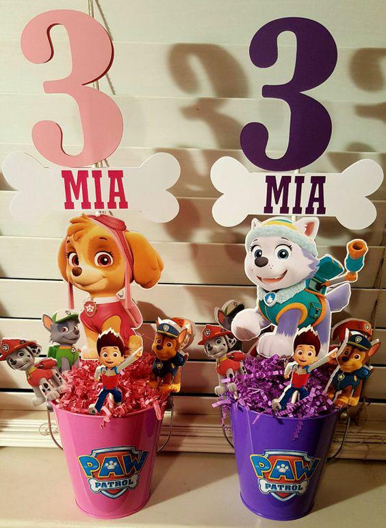 Centros de mesa de paw patrol para niña