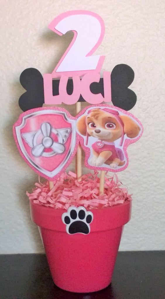 Centros de mesa de paw patrol para niña