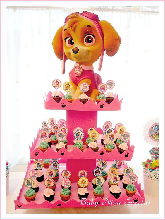 Mesa de postres Fiesta de paw patrol para niña