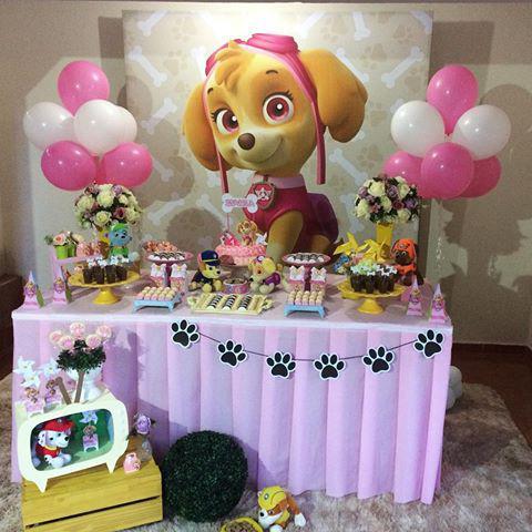 Mesa de postres Fiesta de paw patrol para niña