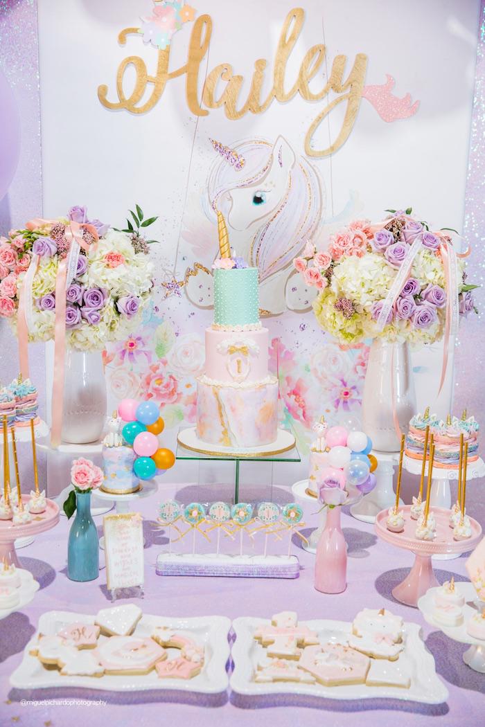 Fiesta 1 año para niña tematica de unicornio