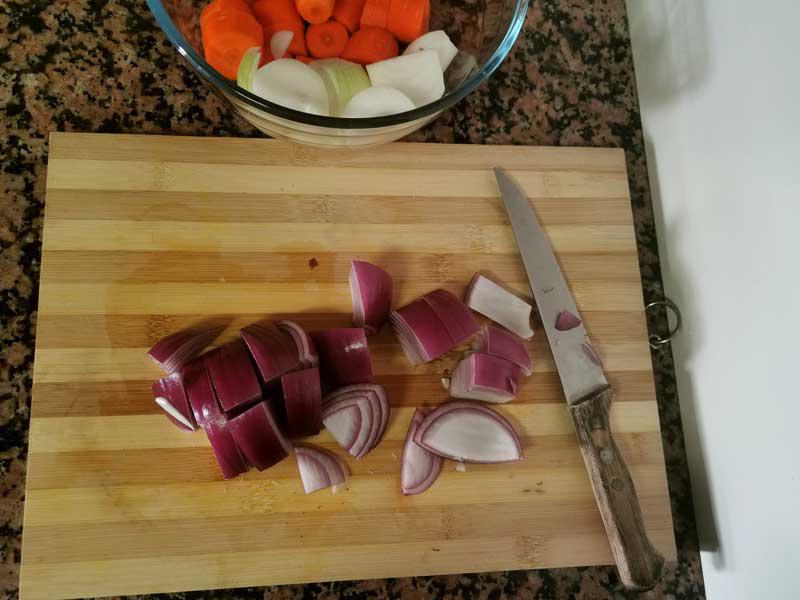 Verduras cortadas grandes