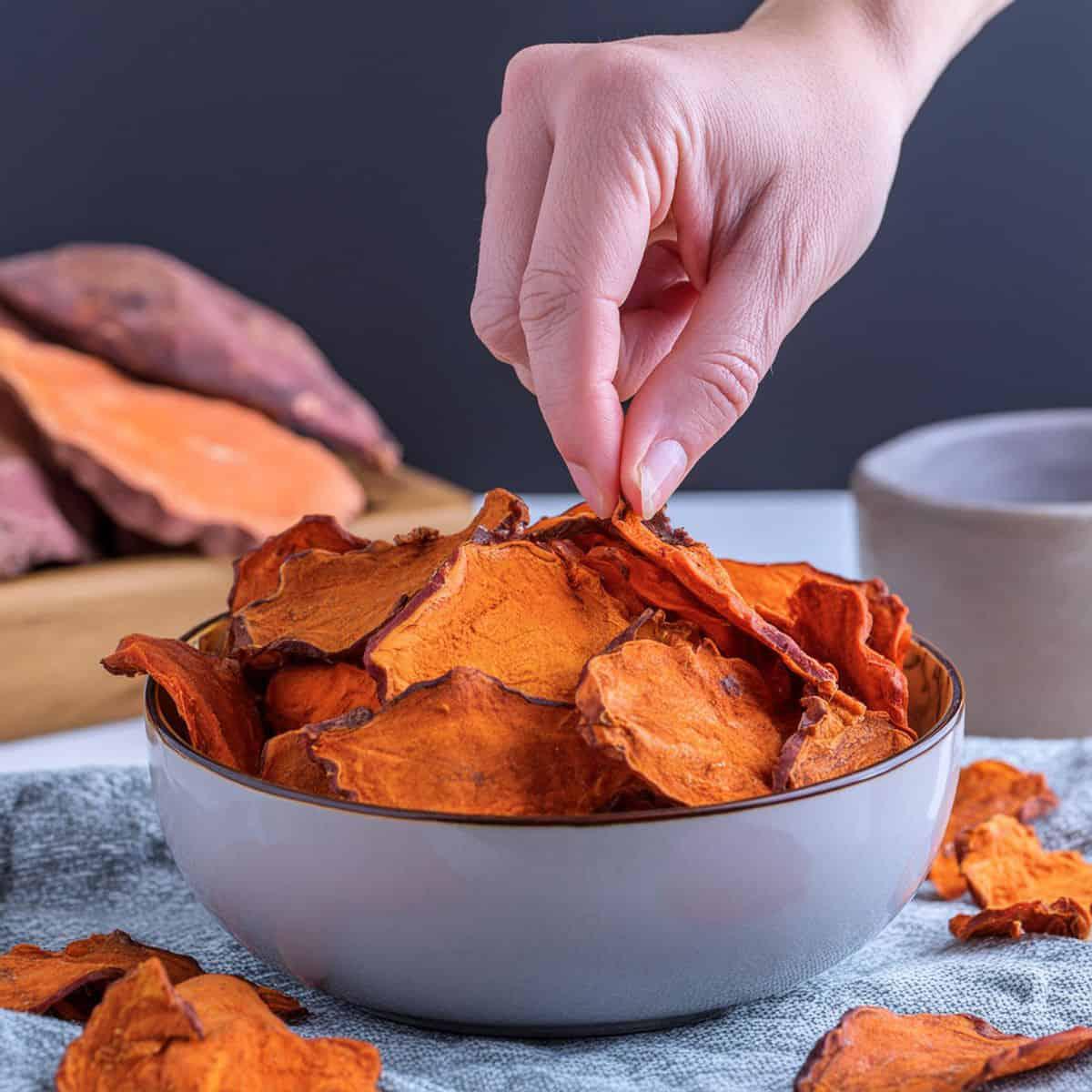 chips de boniato en freidora de aire