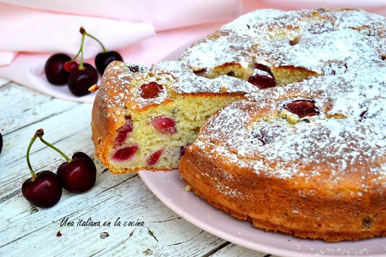 Bizcocho de cerezas y ricotta