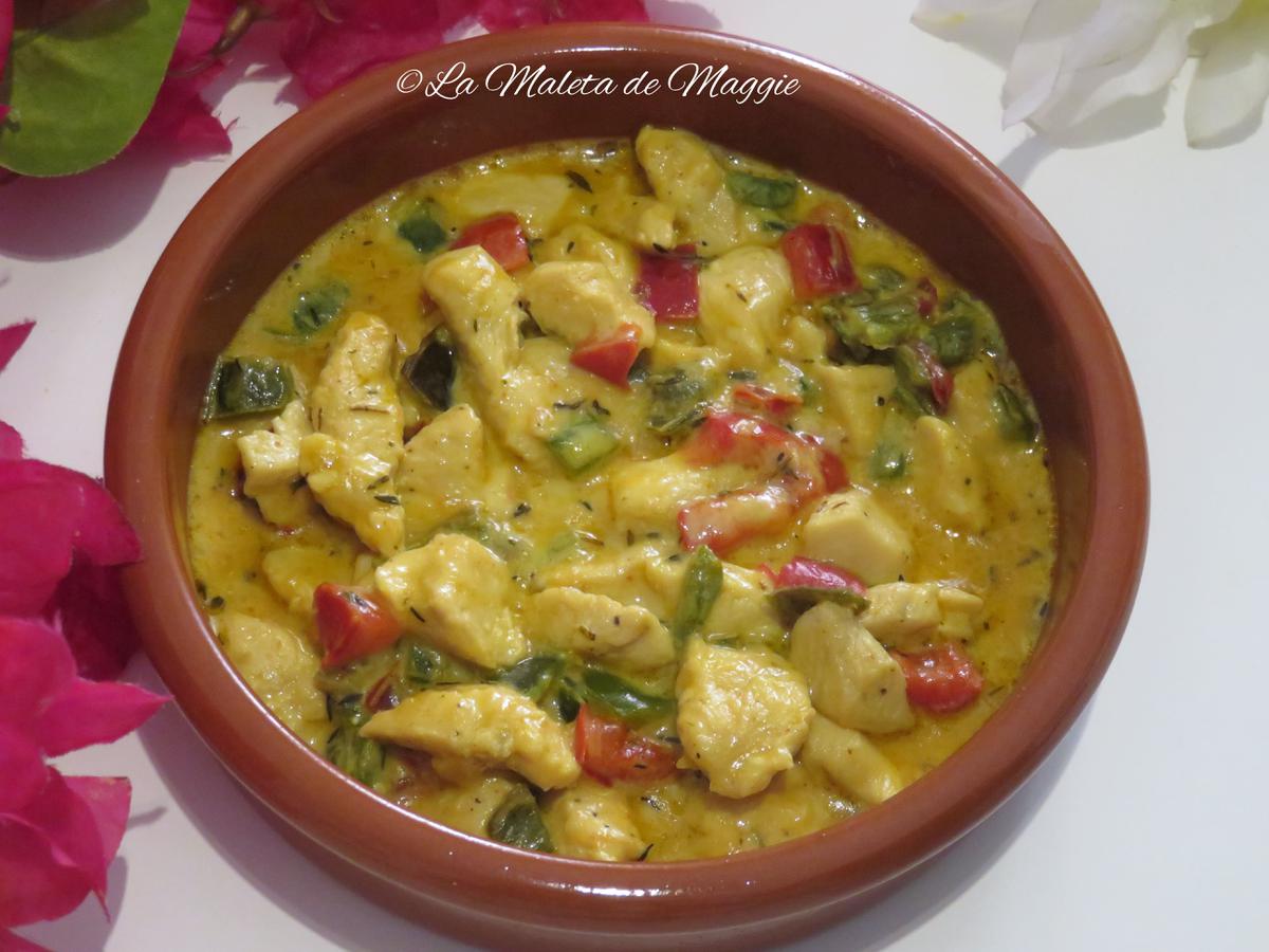 Cazuela de pollo cremoso al curry