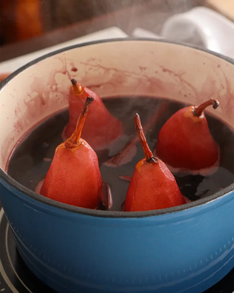 peras coccion vino