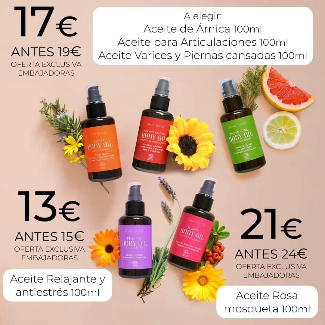 Oferta de aceites de masajes de alma secret
