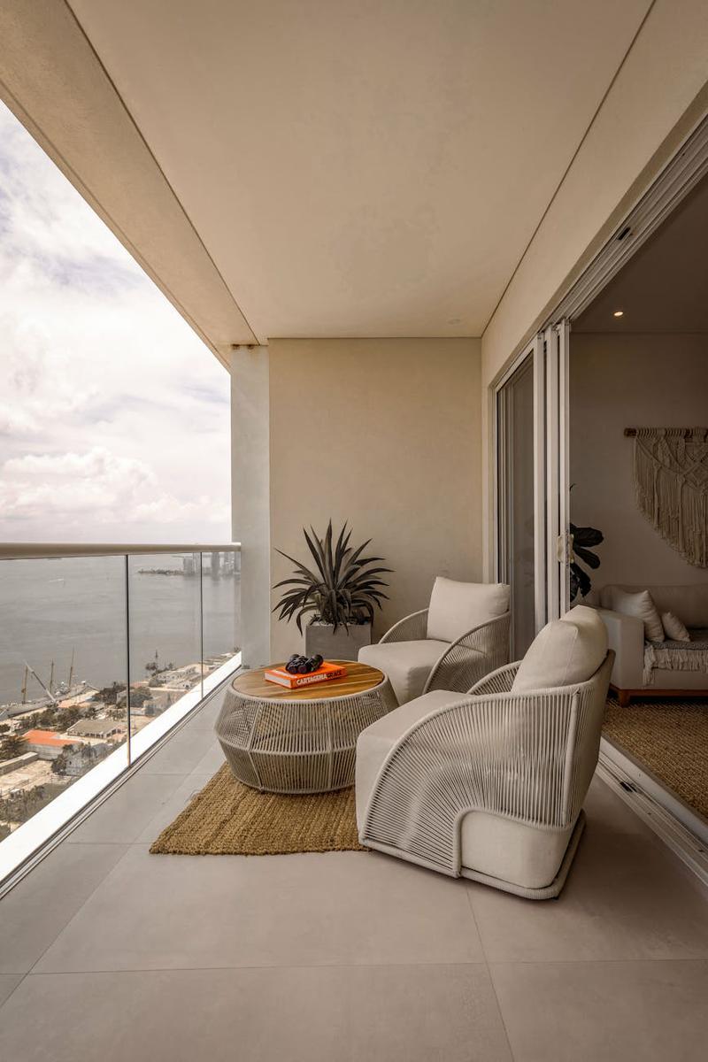 modern balcony with coastal ocean view