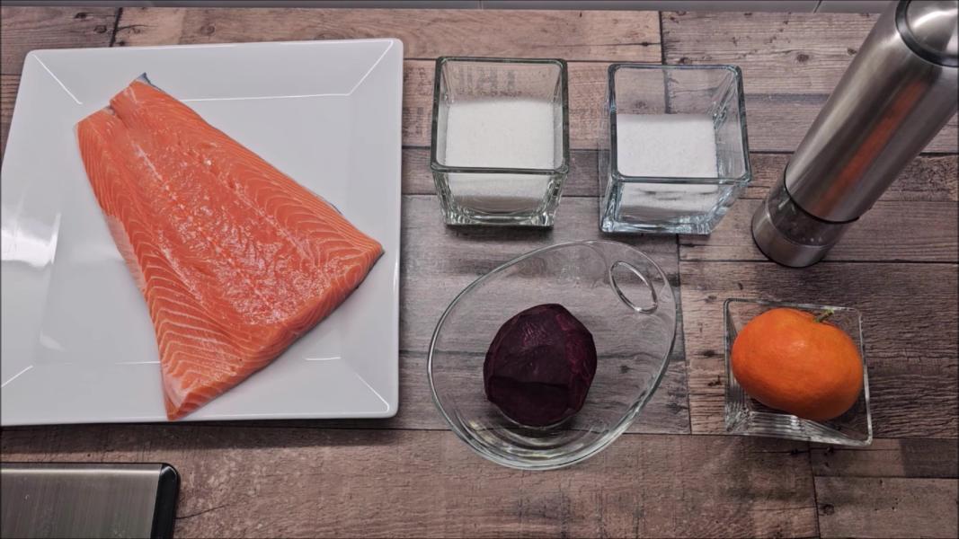 Salmón marinado con remolacha. Patricienta cook.