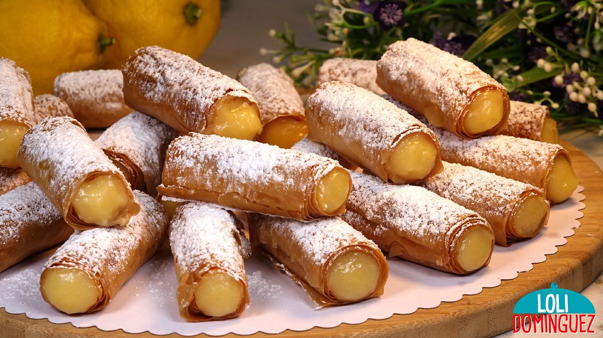 CANUTILLOS RELLENOS CON CREMA DE LIMÓN. Una receta deliciosa fácil y rápida de hacer, queda realmente crujiente y con un relleno muy cremoso con el toque ácido del limón
