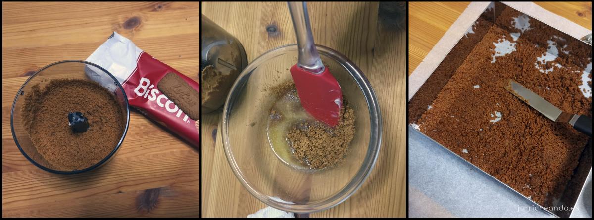 Preparar base tarta mousse caramelo