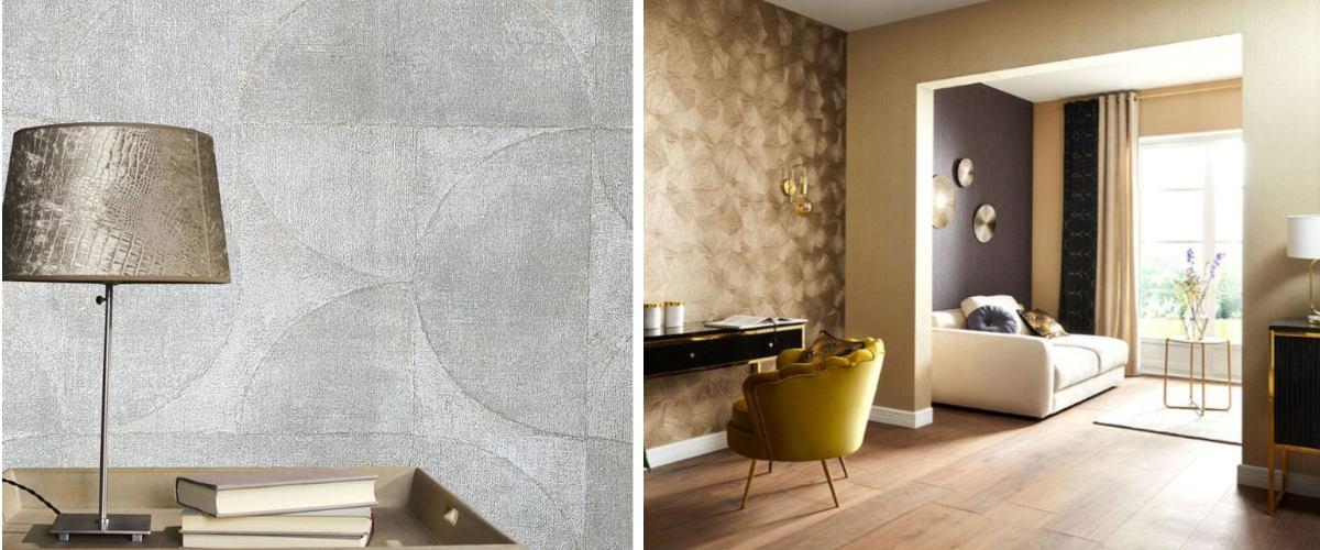 Papeles pintados en tonos metálicos