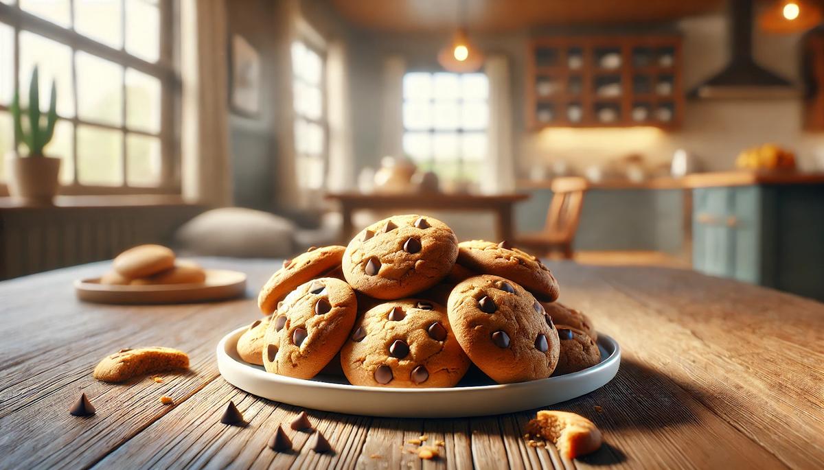 Un plato con galletas con pepitas de chocolate haciendo referencia a las cookies.