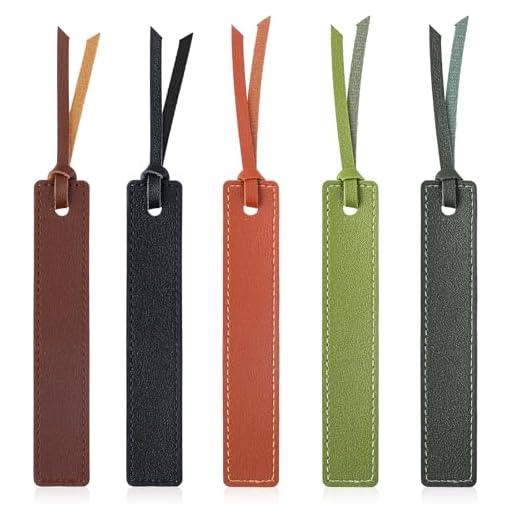 5 marcapáginas de cuero, marcadores con cuerda de cuero, marcadores de página personalizados para leer libros, gusanos de biblioteca, amantes de los libros, lectores, escritores, accesorios
