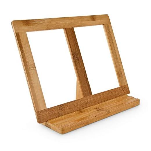 Relaxdays Atril Libros Bambú, Soporte Lectura Madera para Cocina y Despacho, 23,5 x 32 x 12 cm, para Partituras, Natural
