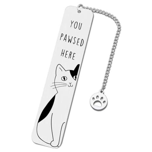 Yiqicomle Marcapáginas de gatos, regalos para mujeres y hombres, bonitos marcadores para amantes de los gatos, de acero inoxidable, accesorios de lectura para amantes de los libros, lectores
