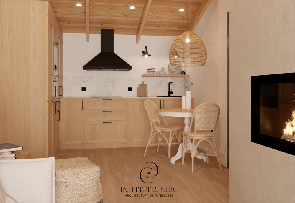 proyecto de interiorismo rural con cocina