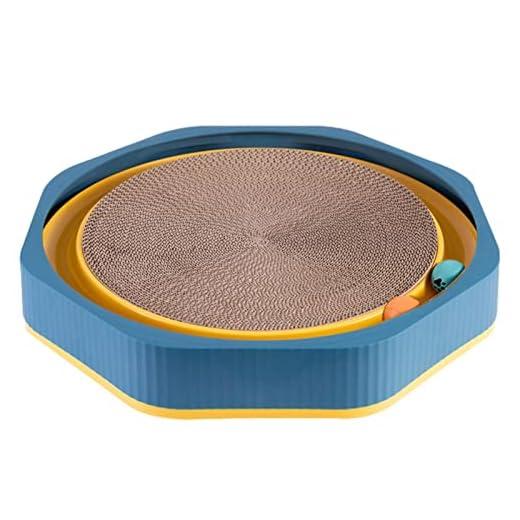 Tabla rascadora para gatos con pelota, juguete multifuncional para gatos, accesorios interactivos para gatos con bases antideslizantes para rascar firmemente gatitos, gatos medianos y grandes Lear-au