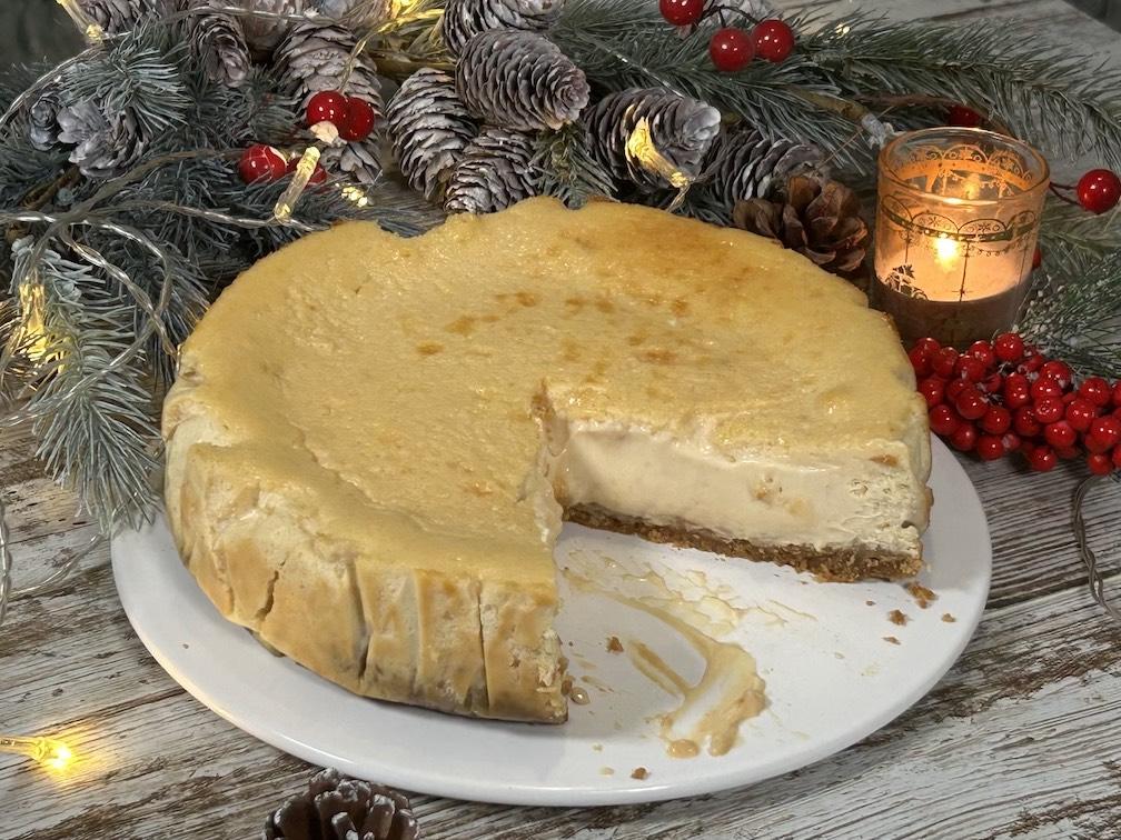 Cheesecake de turrón sin lactosa cremosa