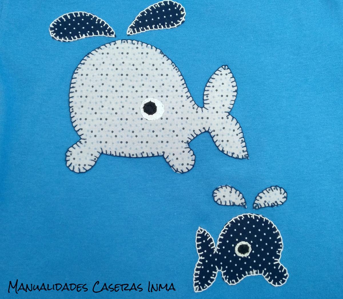 manualidades Caseras Inma_ detalle de camiseta ballena