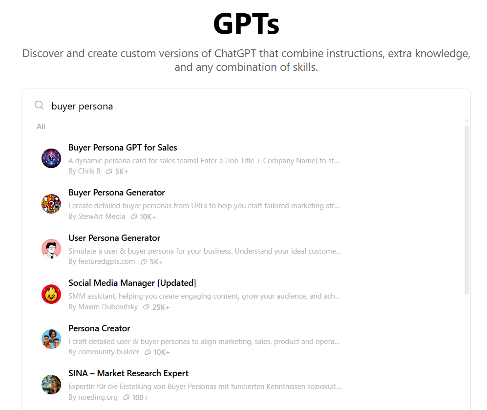 GPTs para crear buyer personas