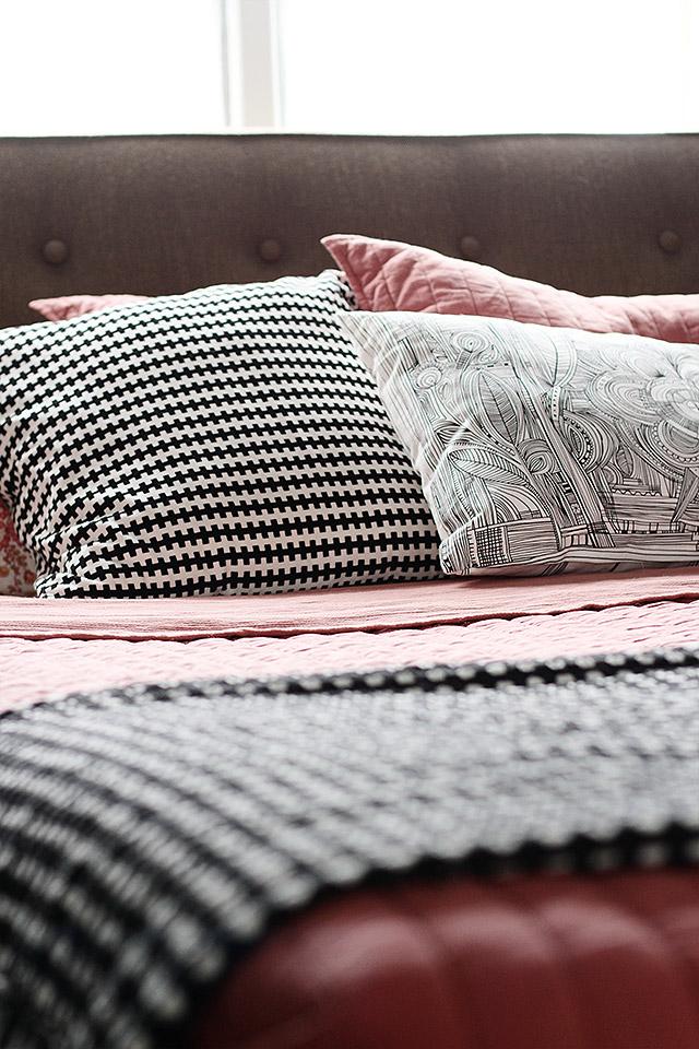 Coral and Gray Bedroom with Black and White, Making it Lovely