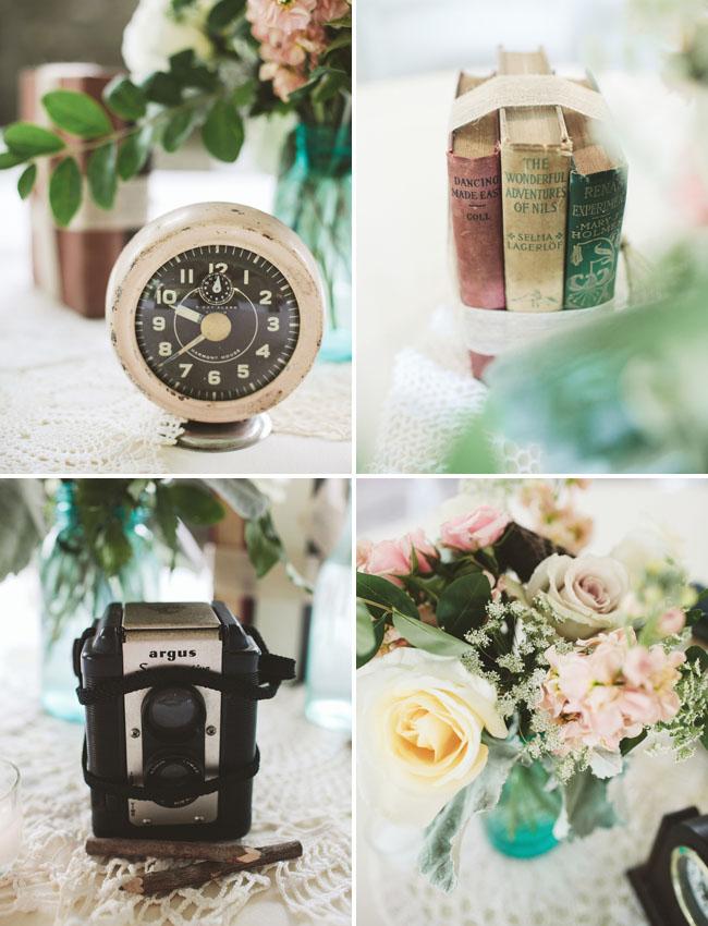 old clock, books tablescapes