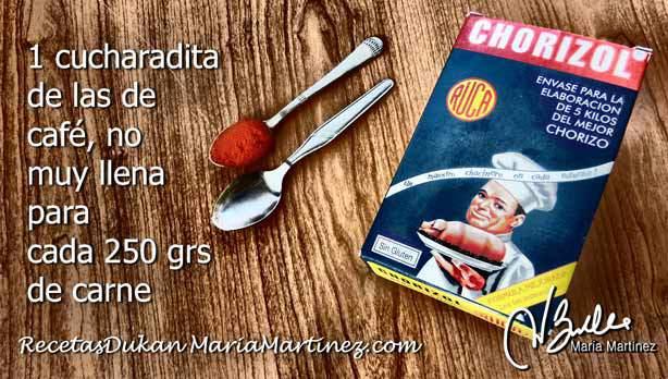 Chorizo Dukan, condimentos: Chorizol y Salchichonal