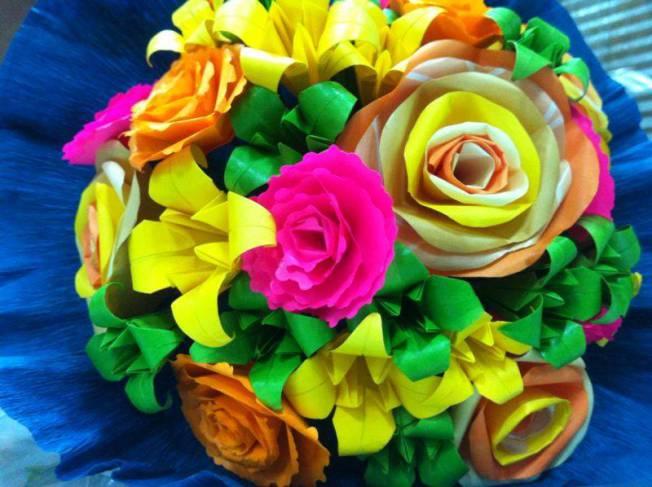 Ramo de flores de origami multicolor; Elige tus colores! (35eu)