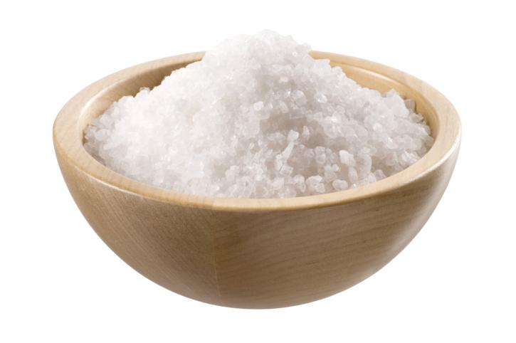 Sea salt in a wooden bowl