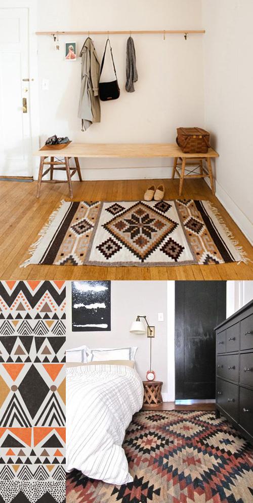 entrada alfombra navajo tonos marrón